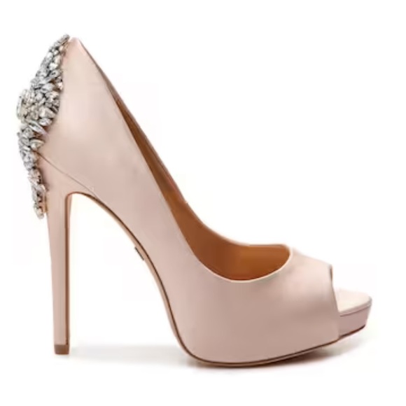BADGLEY MISCHKA Kiara Embellished Peep Toe pumps 8 womens - Picture 5 of 15